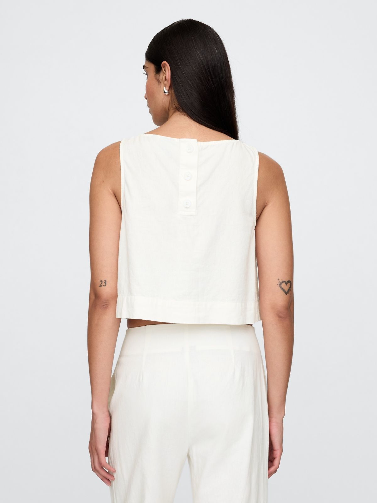 Linen-Blend Shell Tank Top-718329000