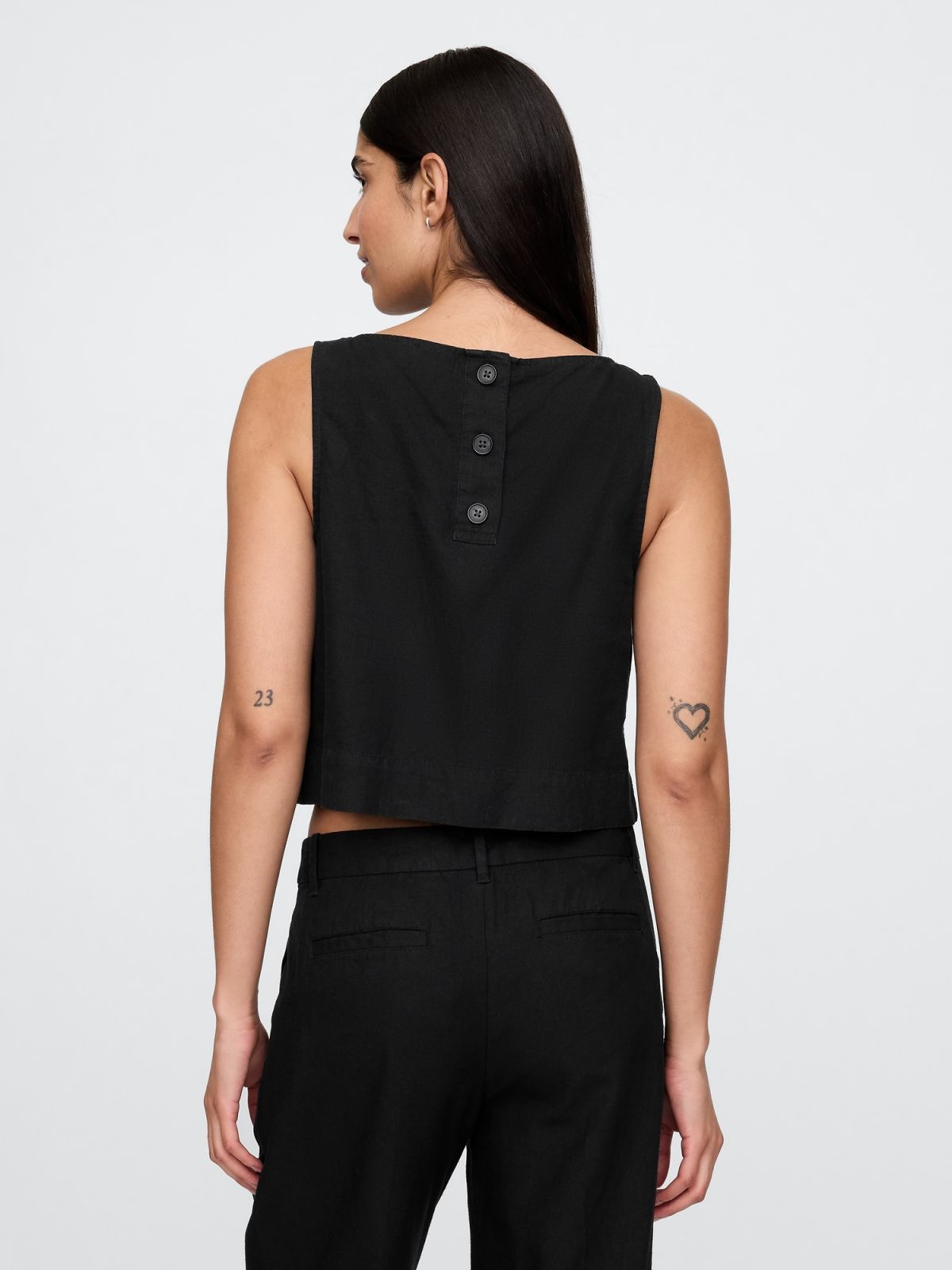 Linen-Blend Shell Tank Top-718329003
