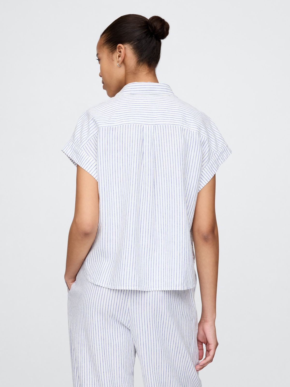 Linen-Blend Cropped Πουκάμισο-718362002