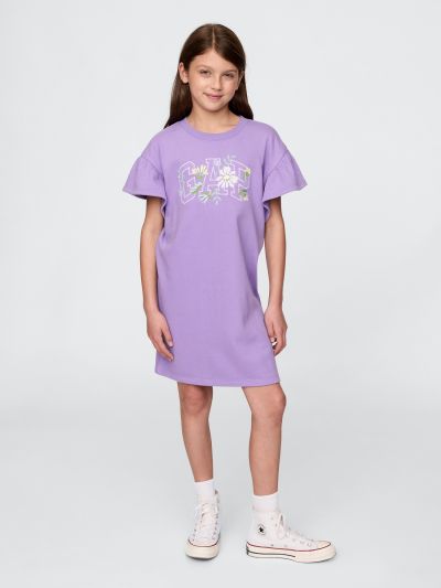 Kids Vintage Soft Flutter-Sleeve Sweatshirt Dress-738639001